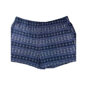 Eddie Bauer Womens Blue Fair Isle Waffle Knit Lounge Shorts Elastic Waist Sleep